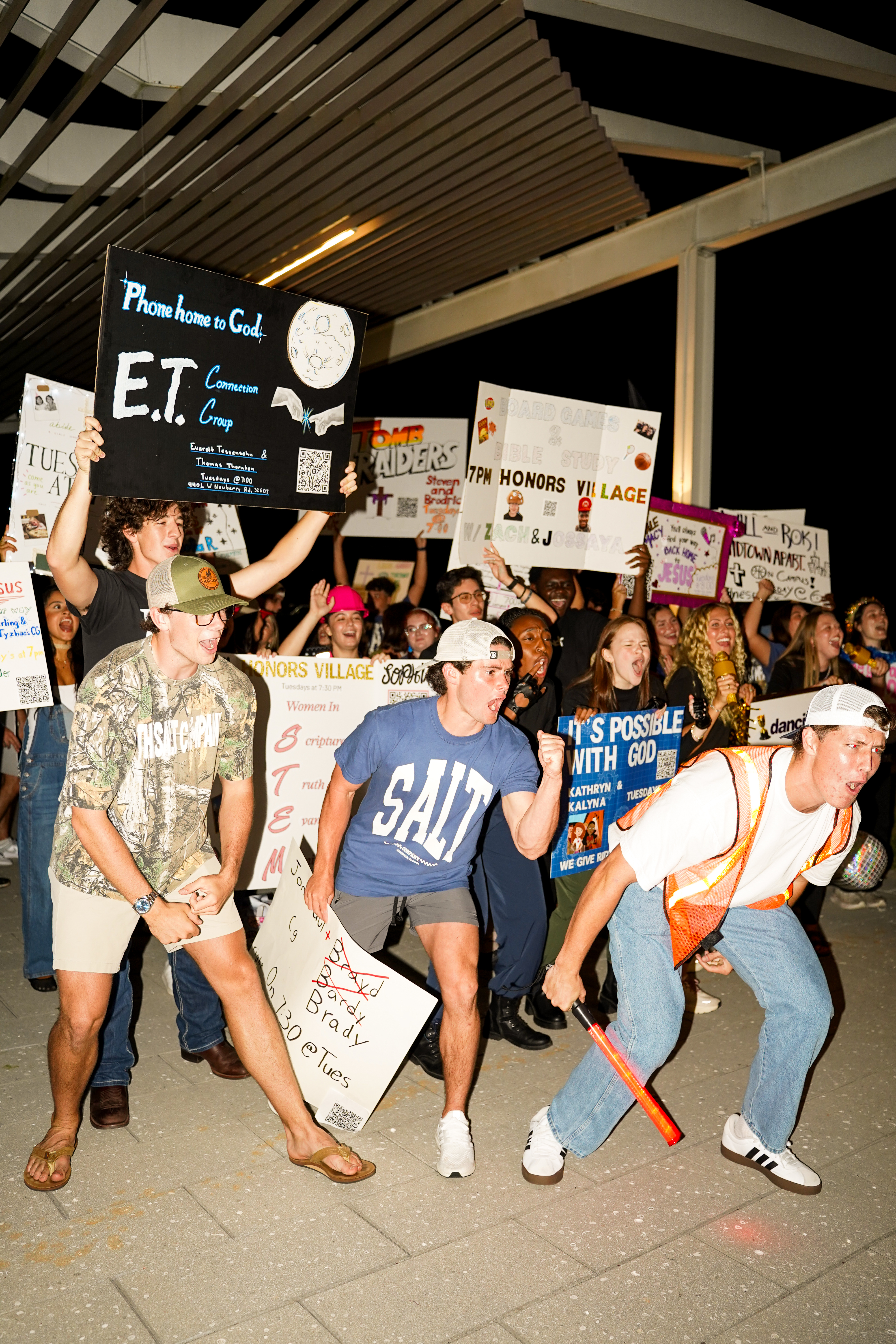 Salt Company students holding signs for their Connection Groups